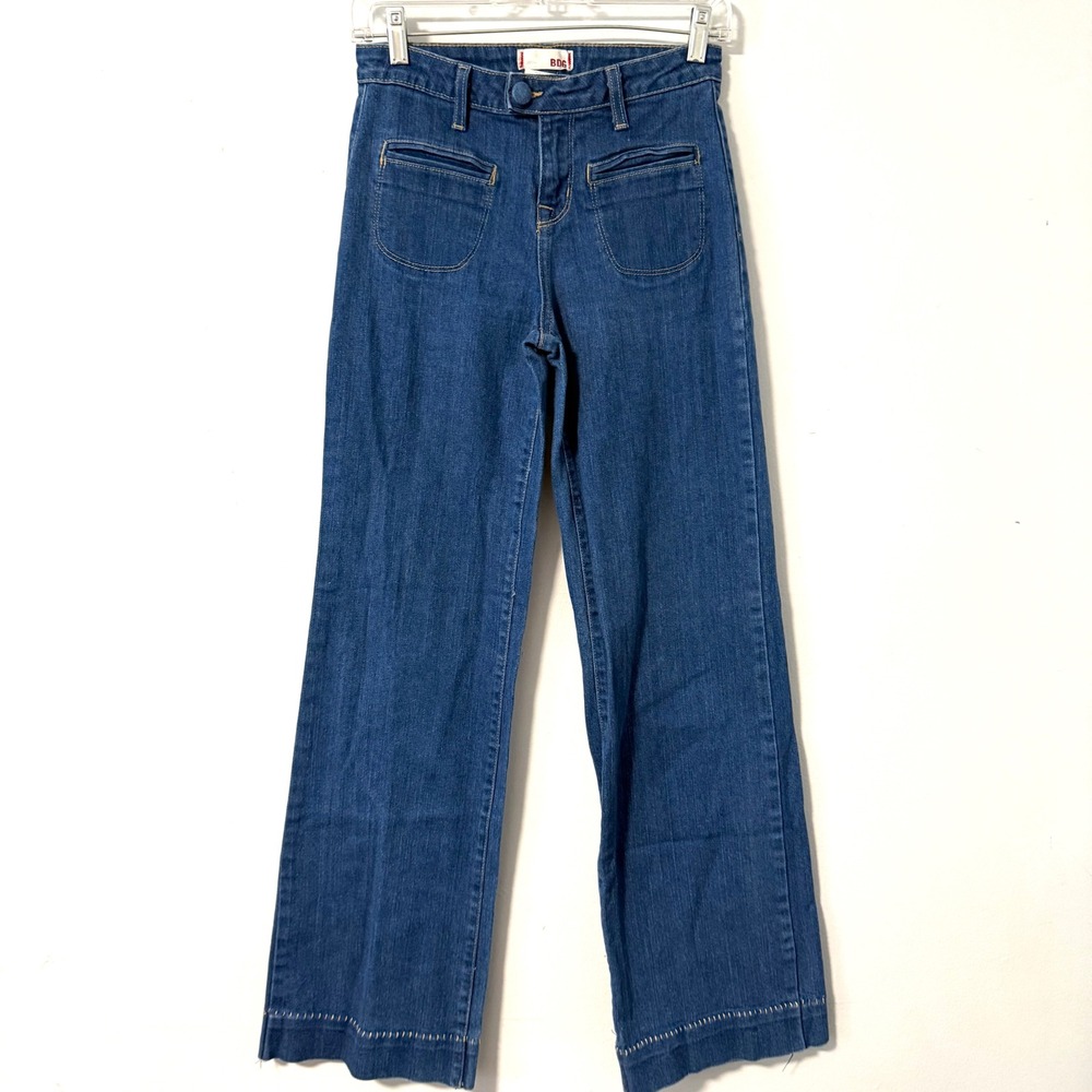 BDG High Waisted Wide Leg Jeans Blue Patch Pockets Size 27 Urban‎ Outfitters